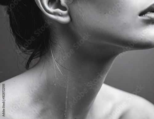 Wallpaper Mural Monochromatic portrait of a human form with water droplets cascading down the neck and shoulder Torontodigital.ca