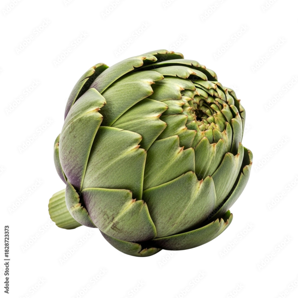 Obraz premium Organic Green Artichoke Bud Isolated on Transparent Background 