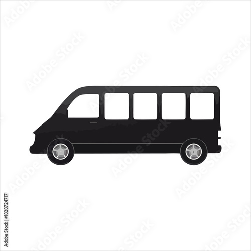 Stylish Black Passenger Van Icon for Transportation and Travel Projects with Simple Design