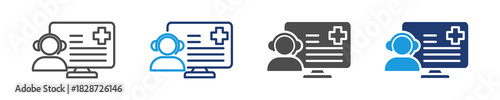 online consultation  icon set multiple style