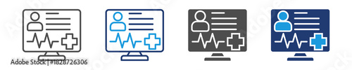 electronic health records  icon set multiple style