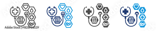 health technology assessment  icon set multiple style