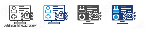 health data security  icon set multiple style
