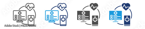 health information system  icon set multiple style