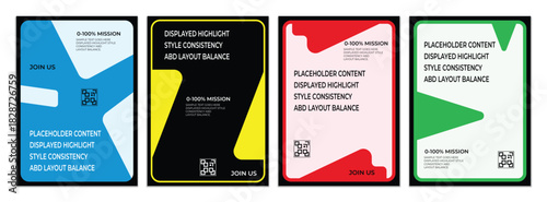 Professional message frame layout with abstract elements for branding and cover design