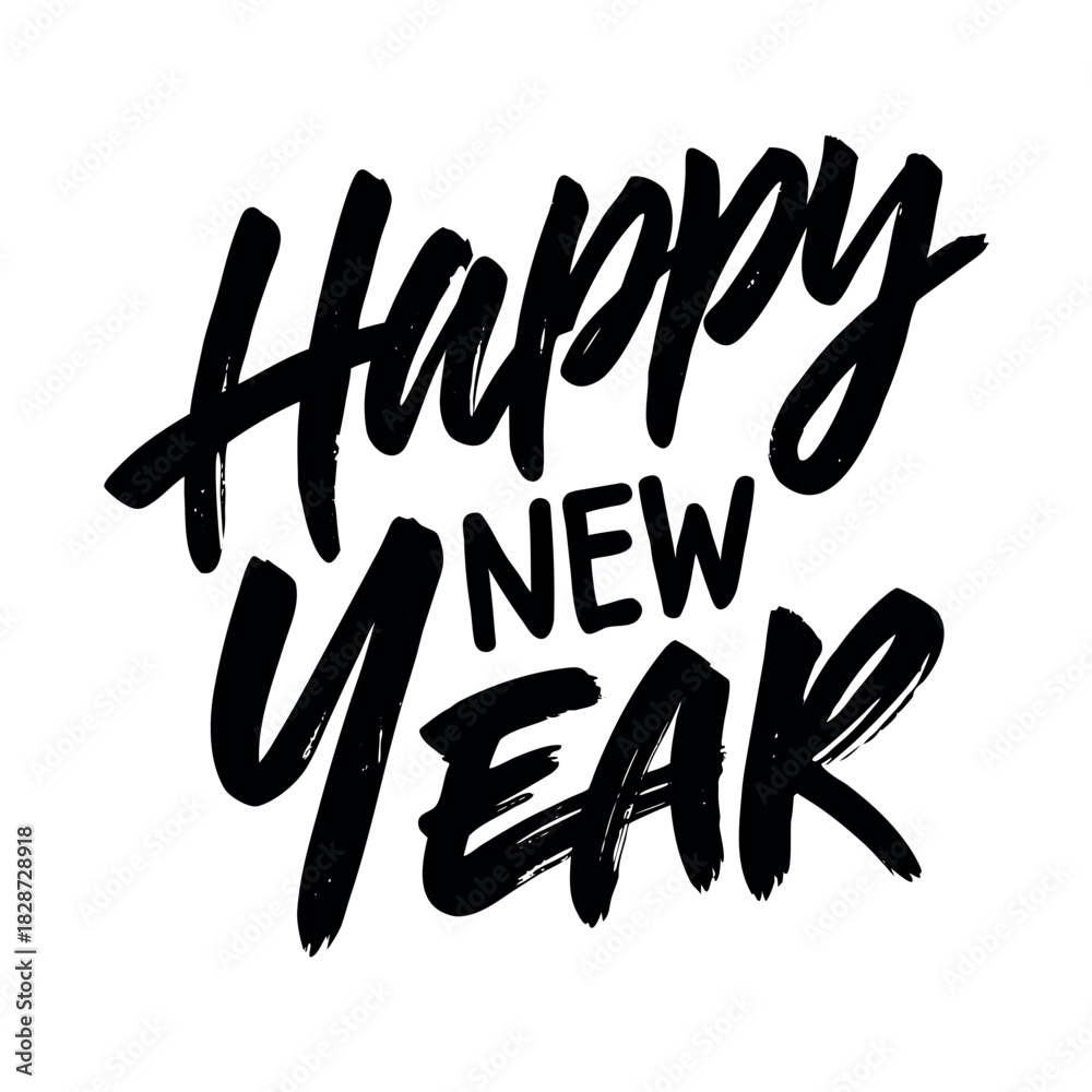 Fototapeta premium Clean poster style brush typography happy new year.