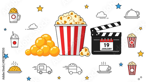 Cinema movie night essentials: popcorn, film, and snack delivery