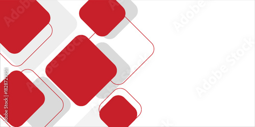 White background with abstract red grey square decoration. Vector illustration for modern presentation background, brochure design, business card background, website slider, landing page