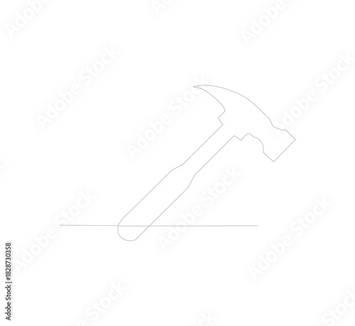 single continuous line image of a hammer. on a white background. Linear style. vector hammer for construction. vector illustration