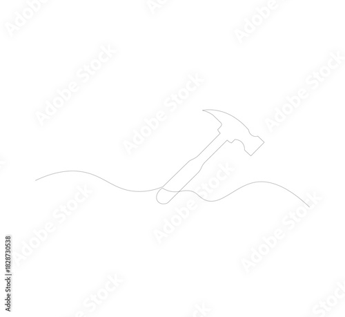 single continuous line image of a hammer. on a white background. Linear style. vector hammer for construction. vector illustration