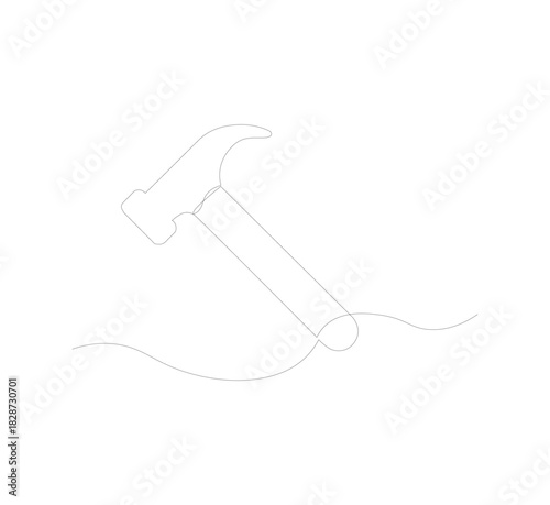 single continuous line image of a hammer. on a white background. Linear style. vector hammer for construction. vector illustration