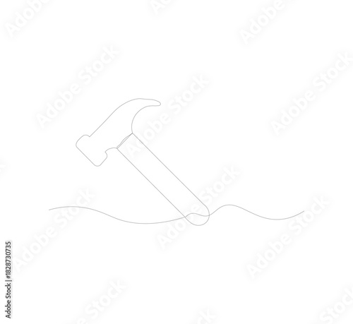 single continuous line image of a hammer. on a white background. Linear style. vector hammer for construction. vector illustration