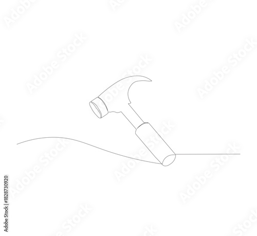 single continuous line image of a hammer. on a white background. Linear style. vector hammer for construction. vector illustration