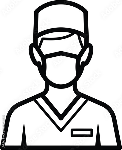 Doctor wearing mask icon healthcare professional medical staff outline eps silhouette