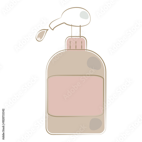 Pump bottle with gargling medicine illustration
