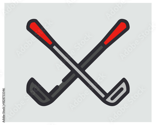 Crossed golf clubs icon illustration representing sport game isolated on white background, Vector