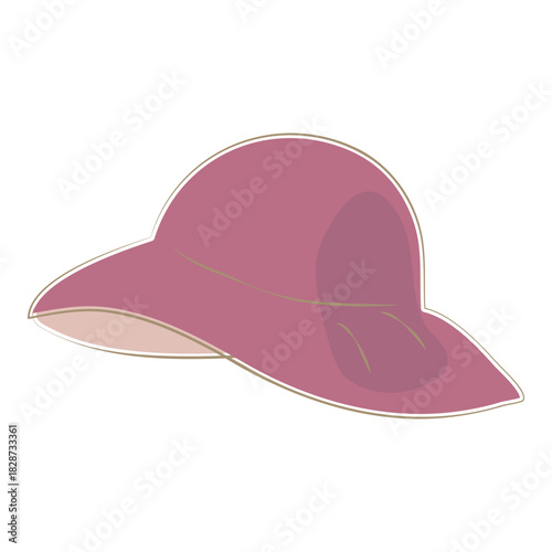Wide brim pink hat simple illustration