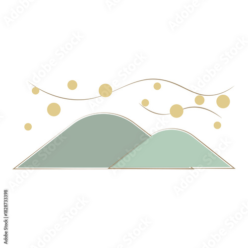 Pollen dispersal over hills spring allergy illustration