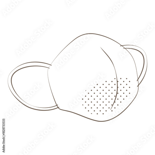 Monochrome line art three-dimensional face mask