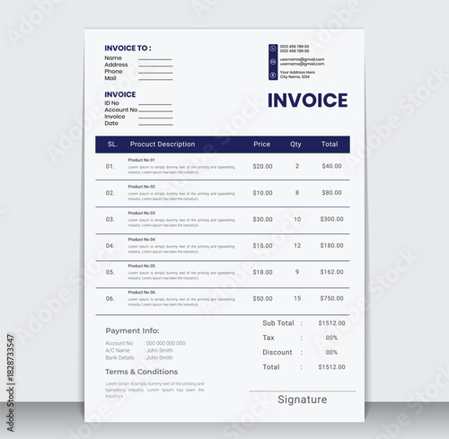 invoice bill template payment slip paper quotation receipt voucher
