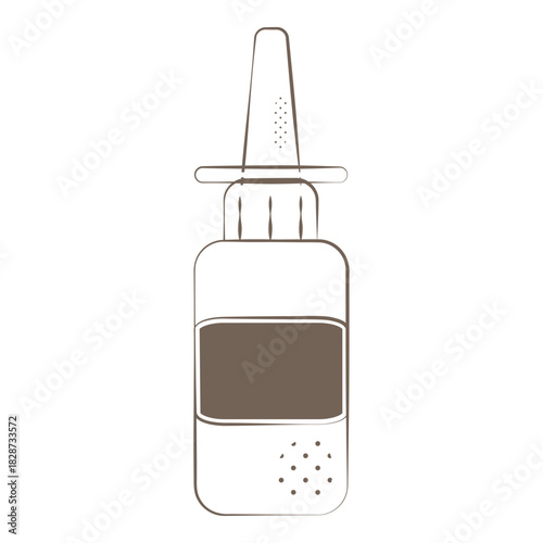 Monochrome line art nasal spray allergy illustration