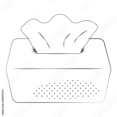 Monochrome line art tissue box allergy illustration