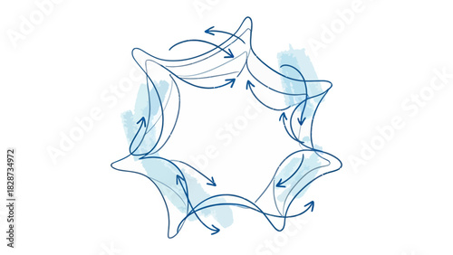 Abstract Movement: A captivating, minimalist composition, featuring flowing lines and directional arrows, embodies the essence of dynamic motion and fluid transition.