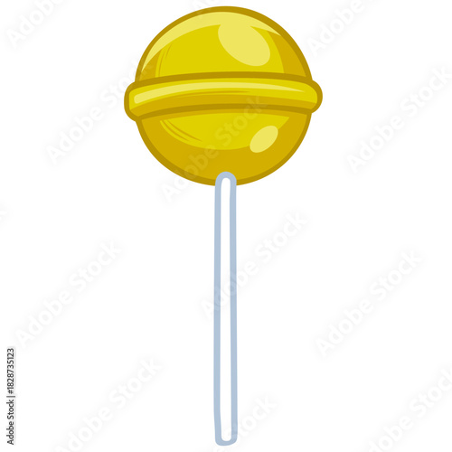 Yellow Lollipop Candy Cartoon Illustration Vector