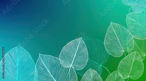Turquoise leaf carpet background with subtle vein texture for natural eco pattern design