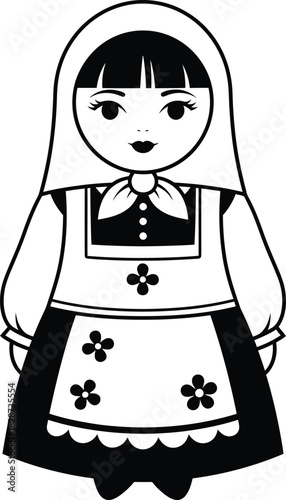 Matryoshka doll vector illustration russian doll nesting doll outline art eps silhouette