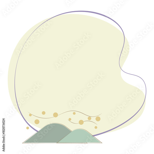 Pollen flying over mountains soft pastel frame illustration