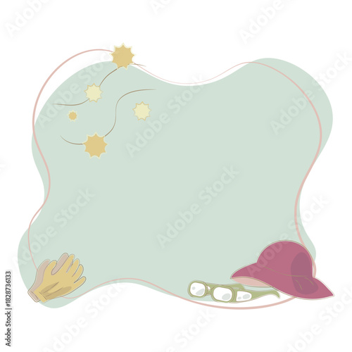 Pollen protection items with hat gloves frame illustration