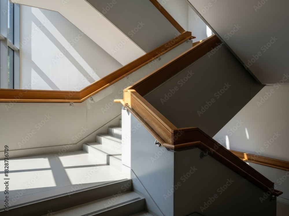 Fototapeta premium Modern Minimalist Staircase Architecture with Natural Light