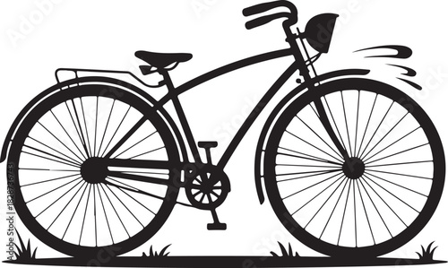 Retro bicycle vector graphic black and white silhouette illustration design