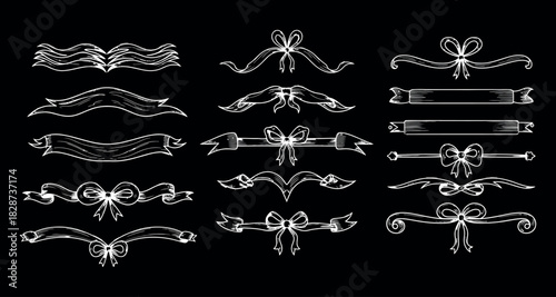 Collection of decorative vintage ornaments and dividers for design projects