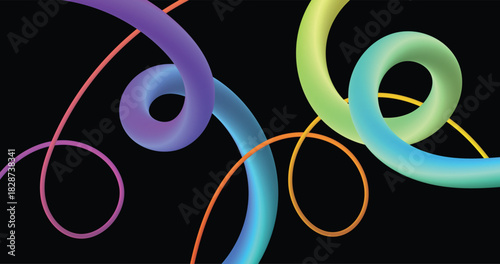 Trendy abstract tubes with vibrant gradient colors create a modern backdrop for innovative tech and playful designs that evoke joy and imagination