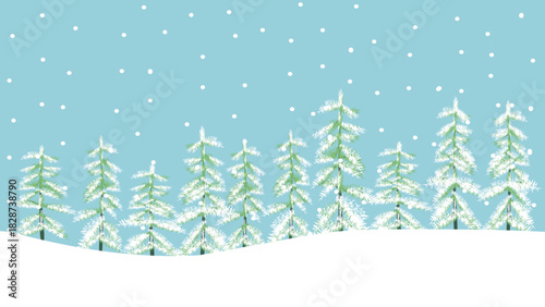 Winter Christmas Snow Pine Tree Landscape Background Illustration Background Vector
