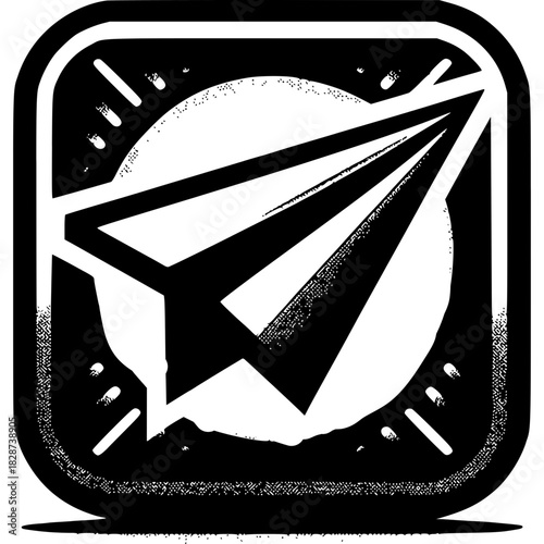 Paper Airplane Logo Icon: A striking graphic of a paper airplane within a circle, symbolizing communication, travel, and forward momentum.