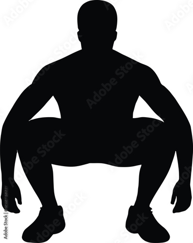 Squat Exercise Icon – Fitness Person Performing Bodyweight Squat for Leg Strength and Fitness