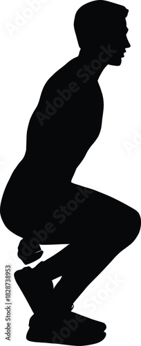 Squat Exercise Icon – Fitness Person Performing Squat Workout for Leg Strength