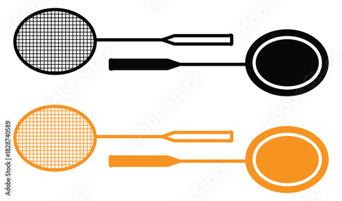 Racquet icon. Racquet icon vector. Racquet logo icons set
,Racquet icons pack vectors for app and web ui designs, Bold badminton rackets ready for a competitive match concept, simple Racquet stroke

