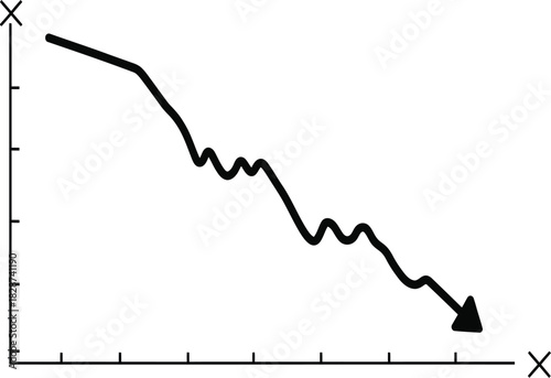 Downward trending line graph illustrating decline and instability