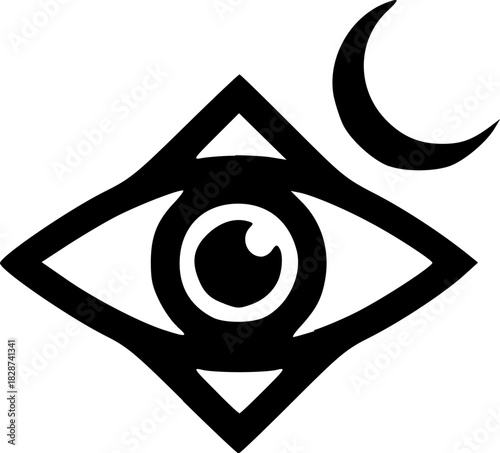 Shiv Ji Solid Black Silhouette Icon of Hindu Deity with Trident and Crescent