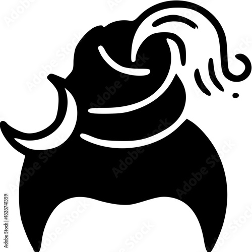 Shiv Ji Solid Black Silhouette Icon of Hindu Deity with Trident and Crescent