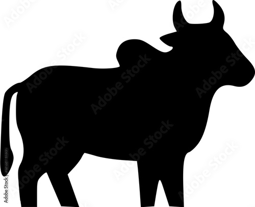 Shiv Ji Solid Black Silhouette Icon of Hindu Deity with Trident and Crescent