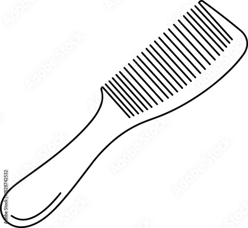 Hair comb beauty accessory continuous line drawing vector. One continuous line drawing illustration of a plastic comb for hair styling, barber, or bathroom hygiene isolated on white background.