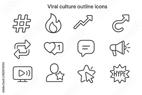 Icon counter star loop flame hype icons viral vector comment culture symbol