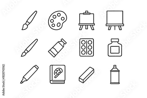 Ink marker vector charcoal paintbrush icon tools book art canvas pen icons