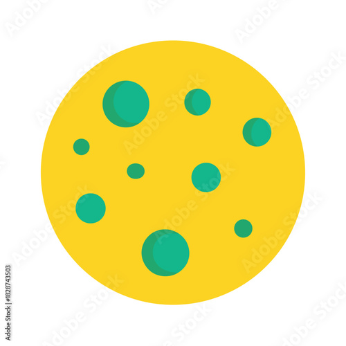 Simple yellow moon with craters icon