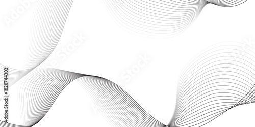 White wave curve lines banner background design. Abstract soft wave lines dynamic flowing gray light isolated background. Vector Illustration of the gray pattern of lines. Black stripes on white .